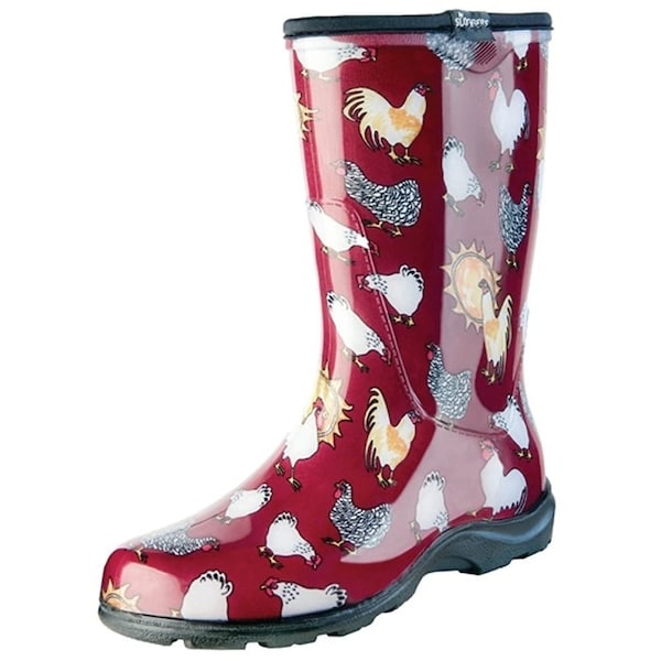 Sloggers 5016CBR-09 Rain and Garden Boots, 9 in, Chicken, Barn Red - 5016CBR09