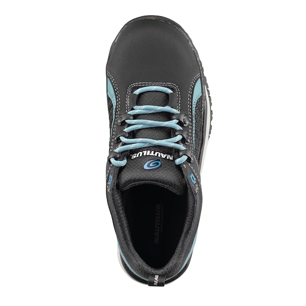 Nautilus Safety Footwear Women Aluminum Toe Size 11 URBAN AT, WOMENS PR, Black, Teal, 11, Wide - N1466-11W