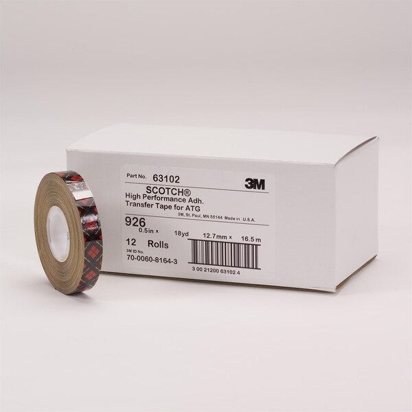 Cinta de Transferencia de Adhesivo 3M ATG 926 Transparente, 0.75" x 36 yd 5.0 Mil - 21200-62736