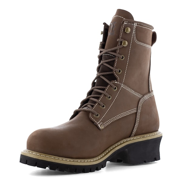 Frye Supply Men's 5 Steel Toe 8 in Logger Work Boot, Dark Brown, 13, W, FR40202 - FR40202