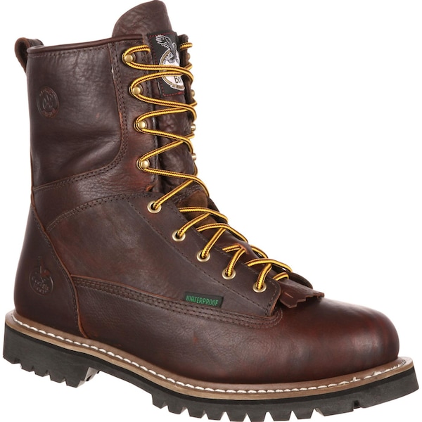 Georgia Boot Men's Waterproof Lace-To-Toe Work Boot, 11 W, Leather, 8 in Height, Chocolate - G101