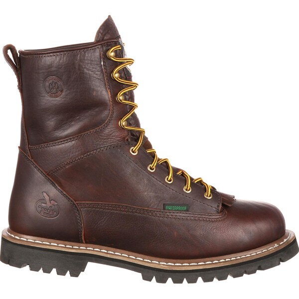 Georgia Boot Men's Waterproof Lace-To-Toe Work Boot, 11 W, Leather, 8 in Height, Chocolate - G101