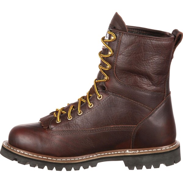 Georgia Boot Men's Waterproof Lace-To-Toe Work Boot, 11 W, Leather, 8 in Height, Chocolate - G101