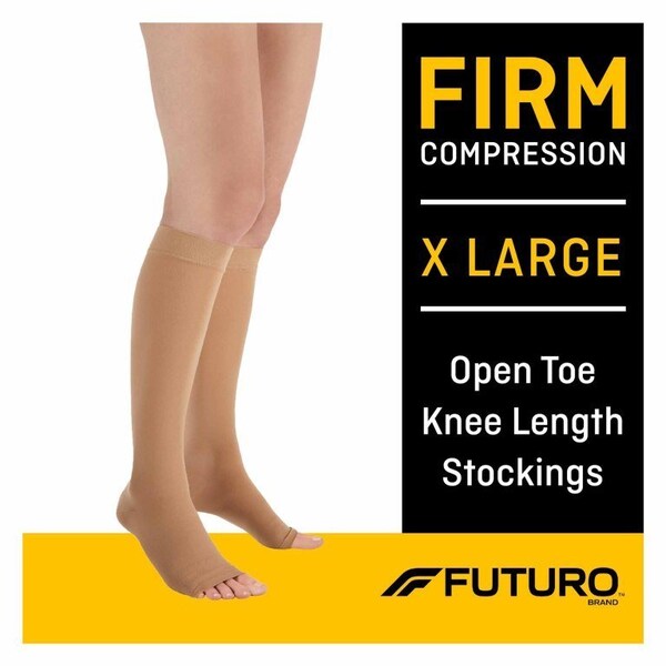 Futuro Compression Stocking Knee High X-Large Beige Open Toe, 12PK - 71051EN