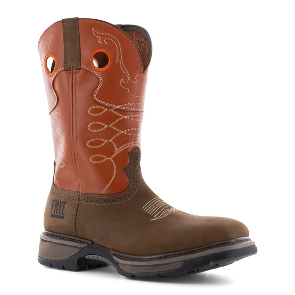Frye Supply Western Boot, 11.5 M, 5 H, Brown and Burnt Orange - FR40102