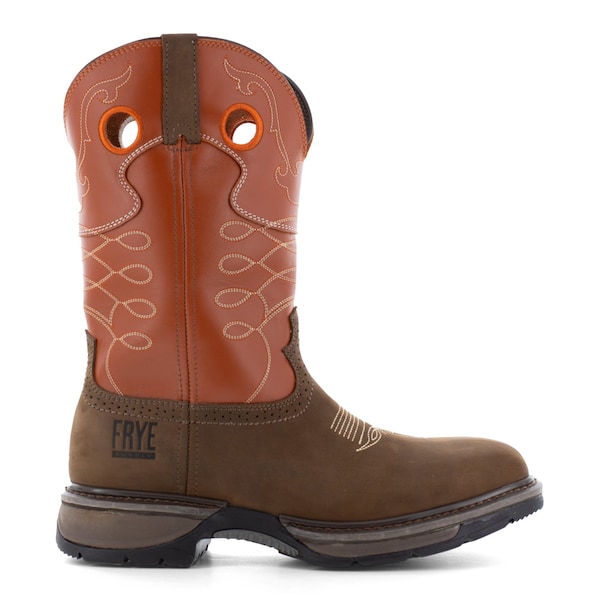 Frye Supply Western Boot, 11.5 M, 5 H, Brown and Burnt Orange - FR40102