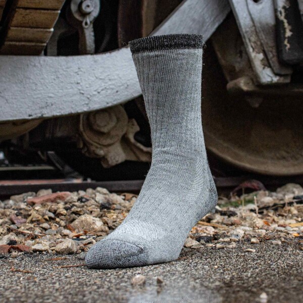 Railroad Sock Men's Merino Wool Crew Socks, Size 6-12 M, Grey, 1PR - 2965 GY