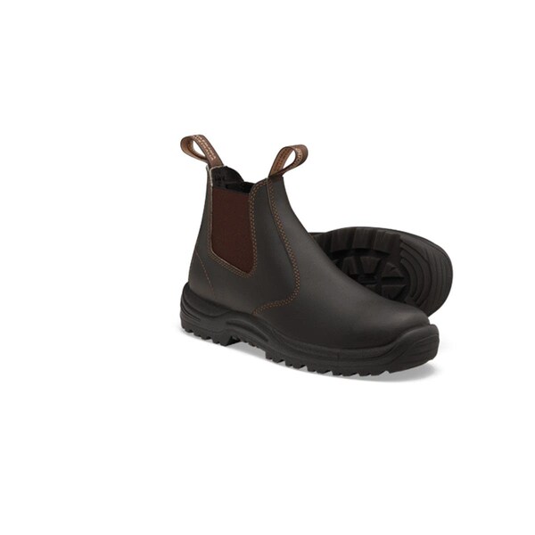 Blundstone Soft Toe Elastic Side Slip-On Boot, Water Resistant, Kick Guard, Stout Brown, Au Size 6.5, Us Size - 490-065