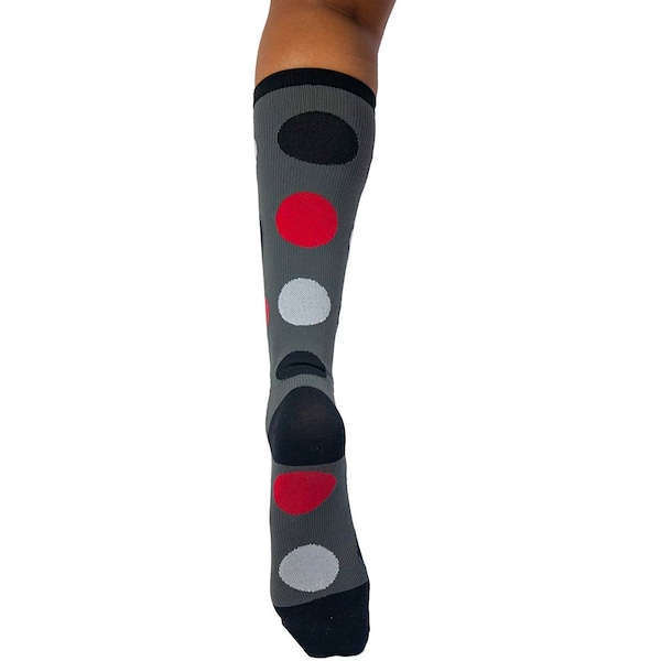 Zayaan Health Polkadot Compression Socks, Gray/Red, PR - BLZH-CSPK-3GR