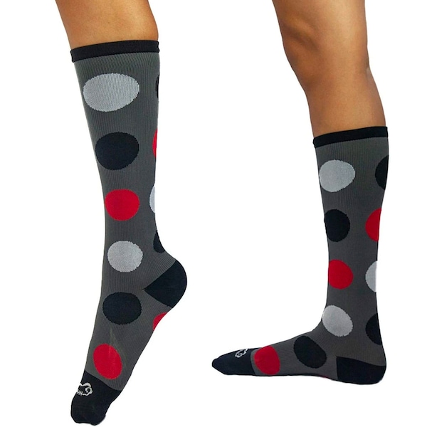 Zayaan Health Polkadot Compression Socks, Gray/Red, PR - BLZH-CSPK-3GR