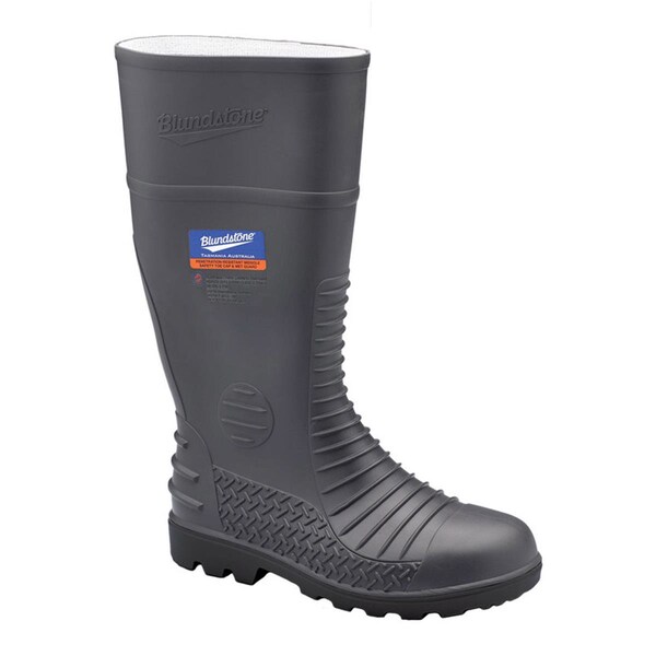Blundstone Steel Toe Gumboots-Waterproof, Metarsal Guard, Puncture Resistant Midsole, Grey, Au Size 13, US - 028-013