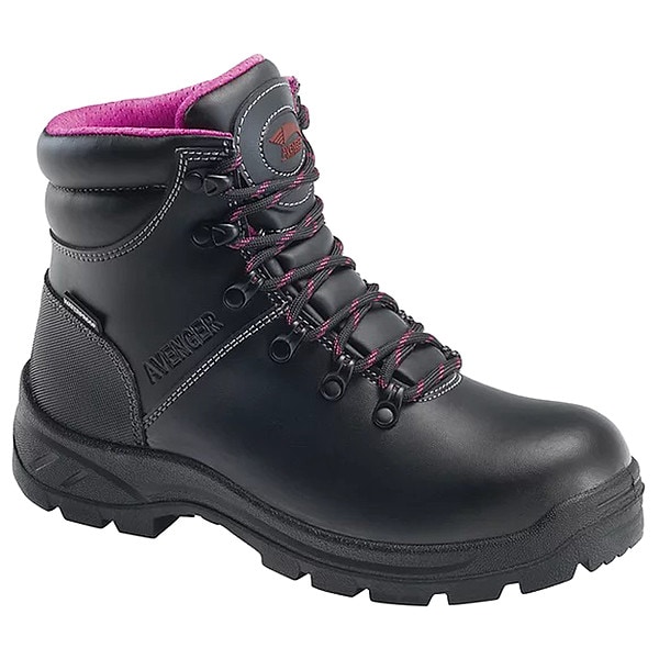 Avenger Safety Footwear Women's 6-Inch Work Boot, 7 W, Steel Toe, 6 in H, Black, A8124 - A8124