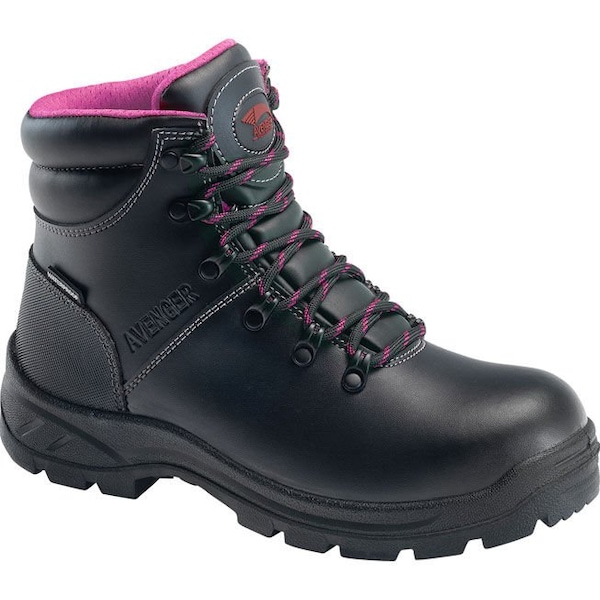 Avenger Safety Footwear Women's 6-Inch Work Boot, 7 W, Steel Toe, 6 in H, Black, A8124 - A8124