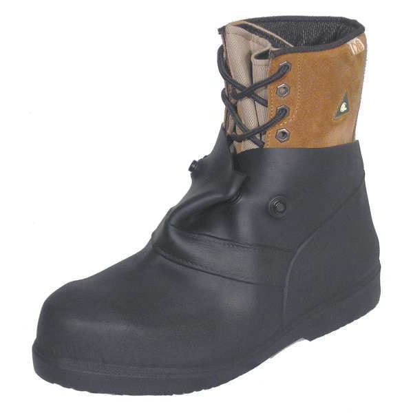 Treds Overboots Overshoes, Plain Toe, 6 in Height, Snap Tab Closure, Block-Tread Sole, Black, L - 13852