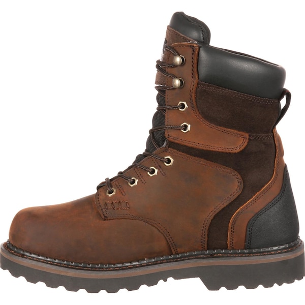 Georgia Boot Brookville, Men's Waterproof Work Boot, 8 W, Leather, 8 in Height, Dark Brown - G9134