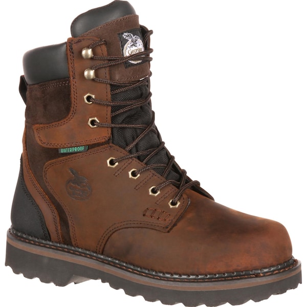 Georgia Boot Brookville, Men's Waterproof Work Boot, 8 W, Leather, 8 in Height, Dark Brown - G9134