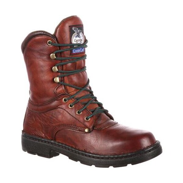 Georgia Boot Eagle Light, Men's Work Boot, 12 M, Leather, 8 in Height, Russet Wildwood - G8083