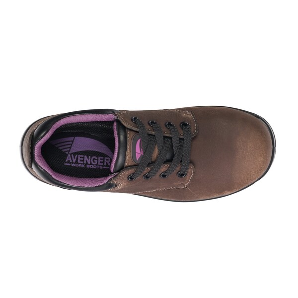Avenger Safety Footwear Women Composite Toe FOREMAN OXFORD CT, WOMENS PR, Brown, 8.5, Wide - A7164-8.5W