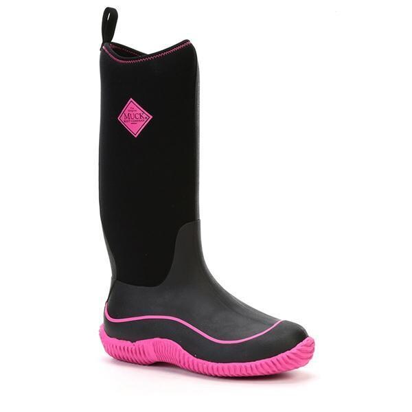 Muck Boot Co Women's Hale Tall Rubber Boot, Plain Toe, 15" Height, Black/Hot Pink, 7 - HAW-404-PNK-070