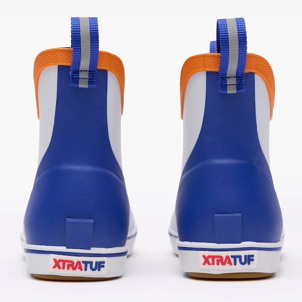 Xtratuf Youth Ankle Boot, Plain Toe Toe, 6 in Height, White Multi Blue, 4 - XKAB100Y