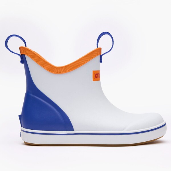 Xtratuf Youth Ankle Boot, Plain Toe Toe, 6 in Height, White Multi Blue, 4 - XKAB100Y