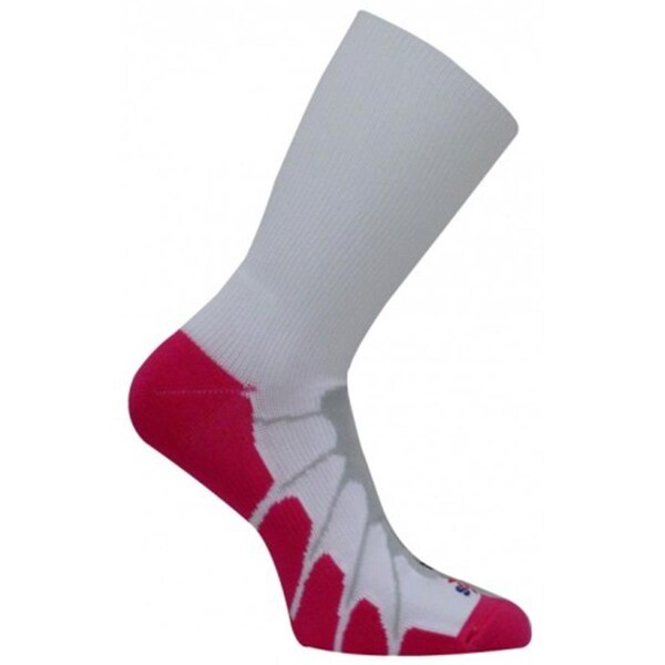 Sox SS 3011 Performance Sports Plantar Fasciitis Crew Arch Compression Socks- White-Fuchsia - Small - SS3011_W-FS_SM