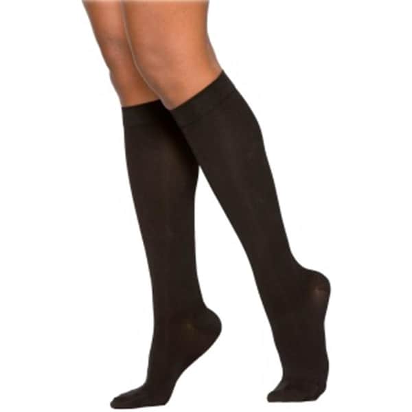 Sigvaris Cotton 233CSSW99-S 30-40 mmHg Womens With Grip Top Socks- Black - Small- Short - 233CSSW99/S
