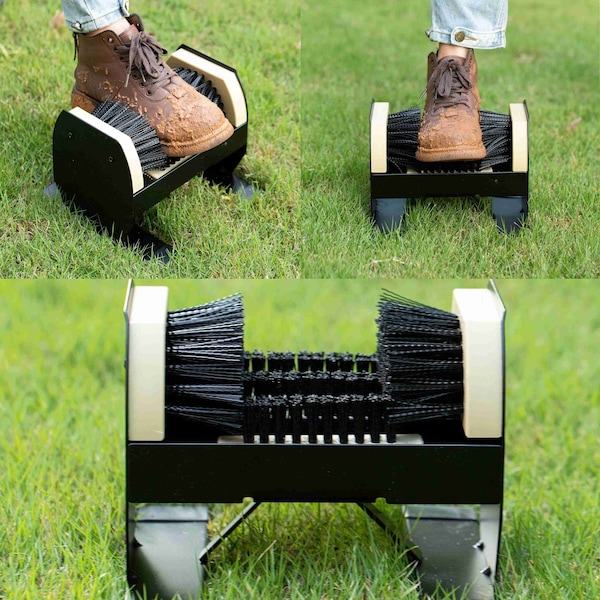Gardenised Deluxe Metal and Plastic Frame Shoe Cleaner and Boot Scraper, Portable or Floor-Mounted - QI004729