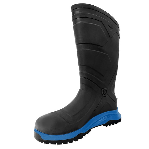 Heartland Footwear Unisex Leader ENS Rubber Boot, Plain Toe, 15 in Height, Black, 12 - 50178-12