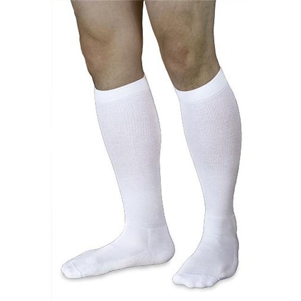 Overtime 18-25mmHg Mens Closed Toe Knee High Compression Sock; Extra Large & Long; White - OV926477