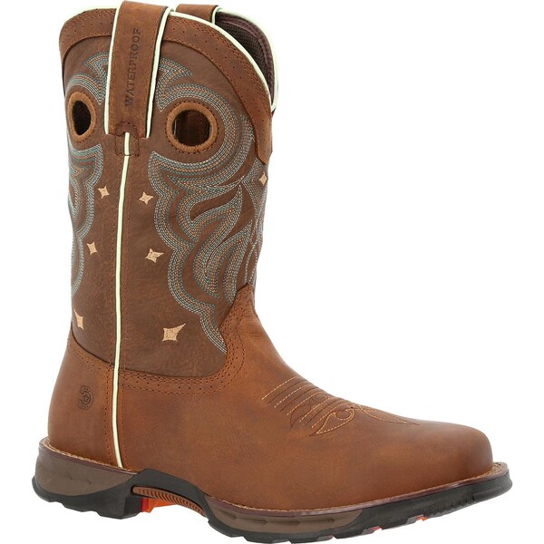 Durango Women's Waterproof Western Work Boot, 7.5 M, Steel Toe, 10 in H, Rugged Tan, DRD0416 - DRD0416