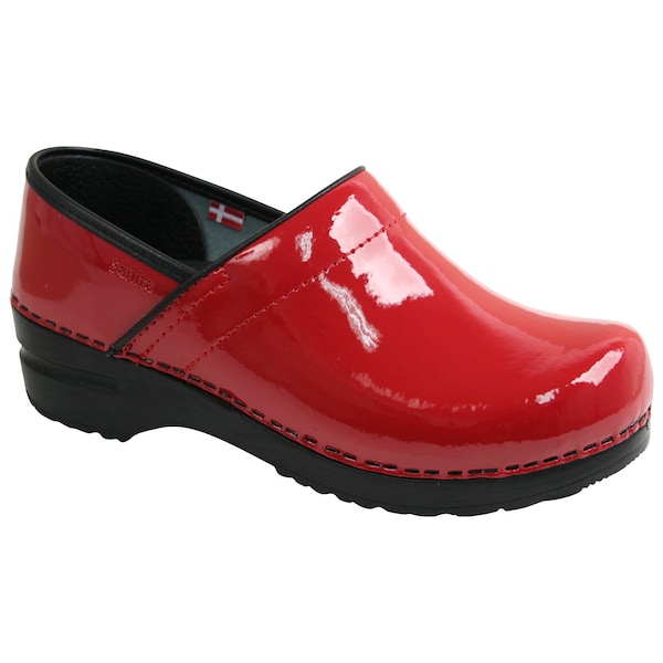 Sanita PROFESSIONAL Patent Leather Women's Closed Back Clog in Red, Size 7.5-8, PR - 457406W-004-39