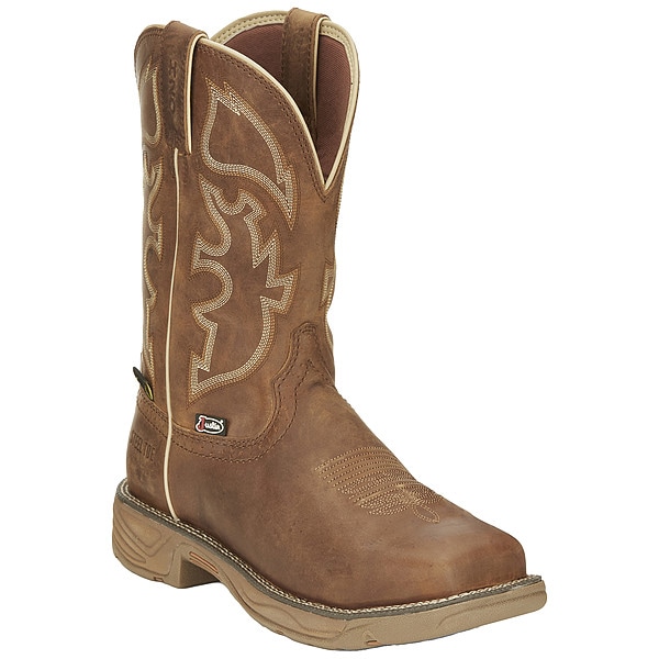 Justin Original Workboots Men's Western Boot, 10 D, Steel Toe, Brown, SE4340 - SE4340