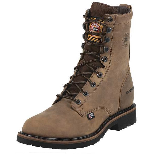 Justin Original Workboots Men's 8-Inch Work Boot, 9 EE, Steel Toe, 8 in H, Brown, WK961 - SE961