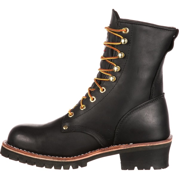 Georgia Boot Men's Logger Work Boot, 7.5 M, Leather, 8 in Height, Black - G8120