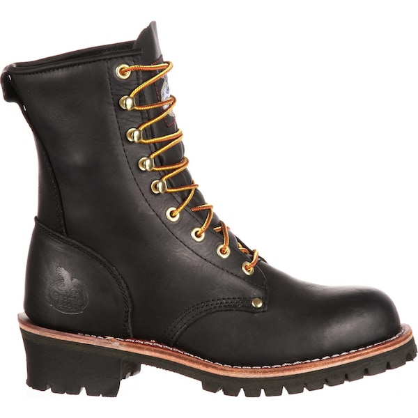 Georgia Boot Men's Logger Work Boot, 7.5 M, Leather, 8 in Height, Black - G8120