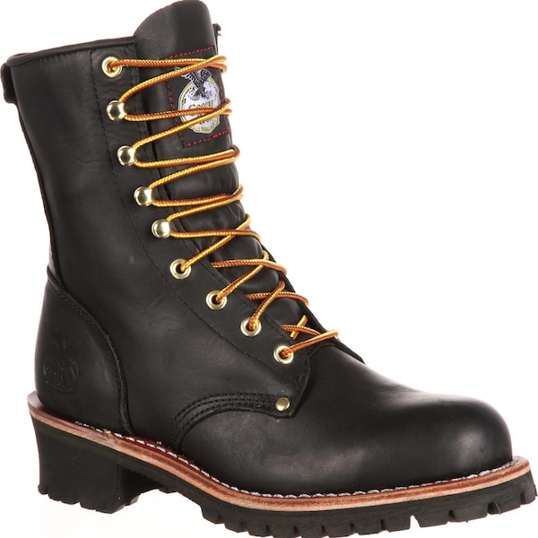 Georgia Boot Men's Logger Work Boot, 7.5 M, Leather, 8 in Height, Black - G8120