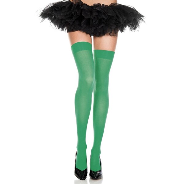Kento Gear Opaque Thigh High Stockings Kelly Green - KE686003