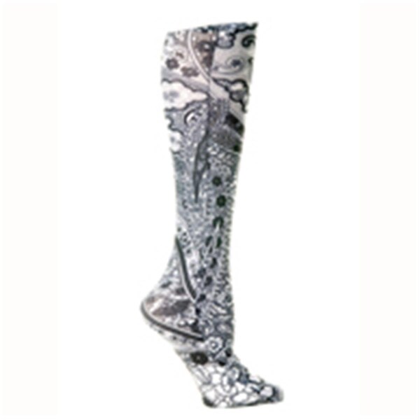 Celeste Stein-CMPS2-1785 15-20 mmHgPaisley Fountain Compression Sock, Black - CELESTE-STEIN-CMPS2-1785
