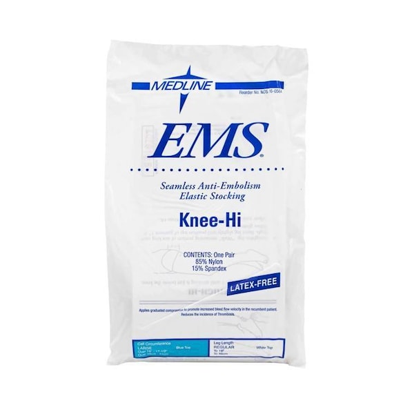 Medline EMS Knee-High Anti-Embolism Stockings, Large Regular - MDS160564PH