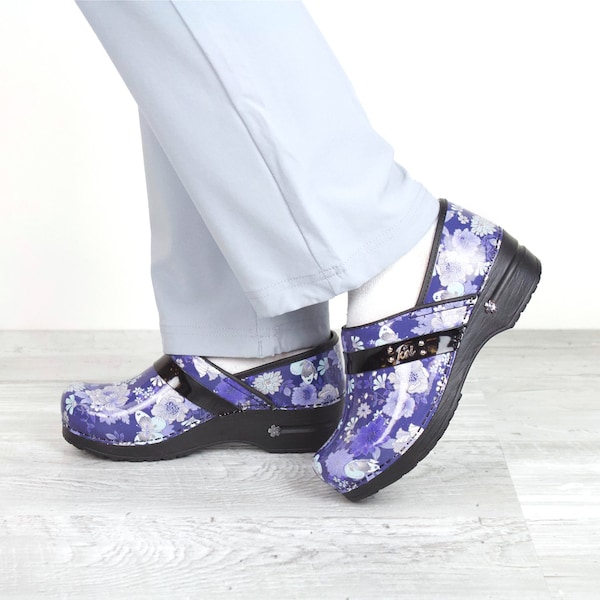 Sanita BUTTERFLY MELODY Women's Closed Back Clog in Flowers and Butterfly Print, Size 7.5-8, PR - 73479906-005-39