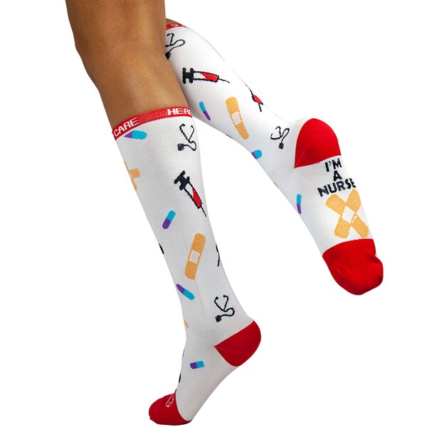 Zayaan Health Here 2 Care Compression Socks, White, PR - BLZH-CSHN-6W