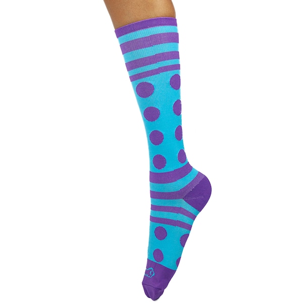 Zayaan Health Dots Stripe Compression Socks, Blue/ Purple, PR - BLZH-CSDS-4BPR