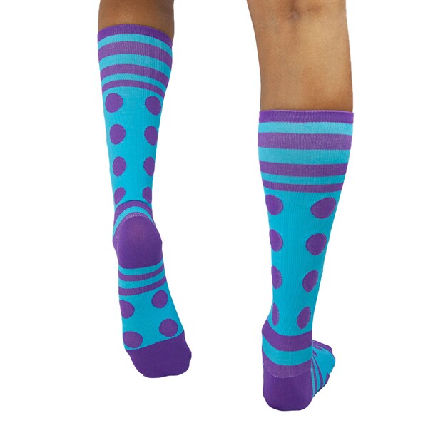 Zayaan Health Dots Stripe Compression Socks, Blue/ Purple, PR - BLZH-CSDS-4BPR