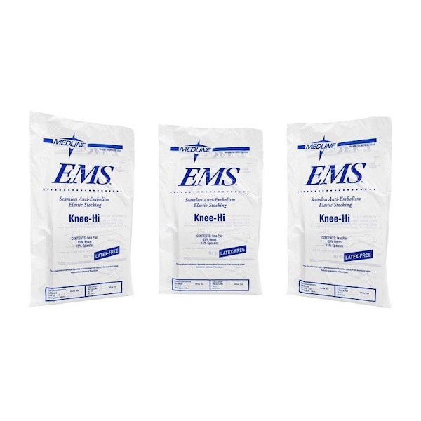 Medline EMS Knee-High Anti-Embolism Stockings, Medium Regular, 3 Pairs - MDS160544PHX3