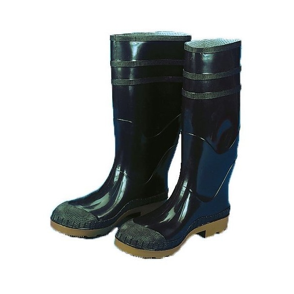 Mutual Industries Tall Rubber Boot, Steel Toe, 16 inch Height, BLACK, 9 - M14502-2-9