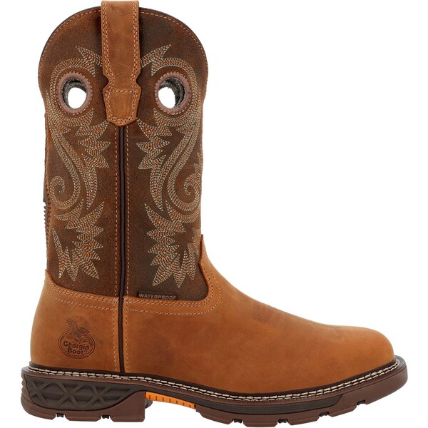 Georgia Boot Men's Waterproof Western Work Boot, 9 M, Steel Toe, 11 in H, Brown, GB00621 - GB00621
