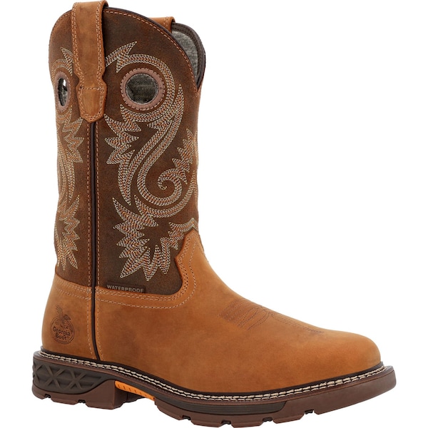 Georgia Boot Men's Waterproof Western Work Boot, 9 M, Steel Toe, 11 in H, Brown, GB00621 - GB00621
