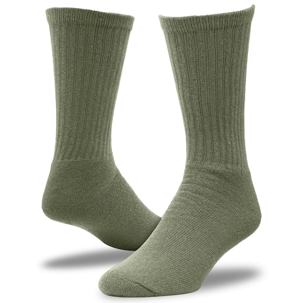 Railroad Sock Men's Crew Work Socks, Size 6-12 M, Olive, 3PK - 6035