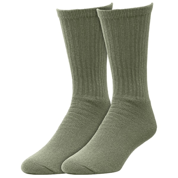 Railroad Sock Men's Crew Work Socks, Size 6-12 M, Olive, 3PK - 6035